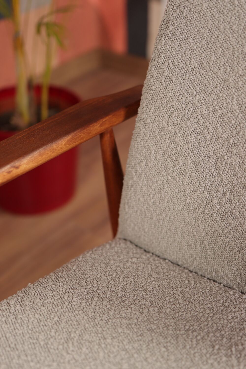 Armchair and ottoman in boucle fabric by H. Lis