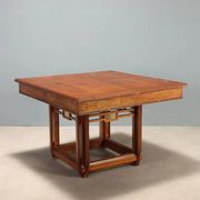 Antique Art Nouveau table in mahogany and glass, Italy, 20th century.