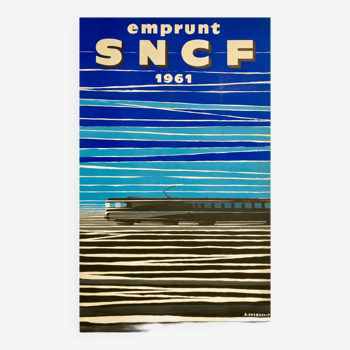 Original poster Emprunt sncf by Jacquelin by Jean Jacquelin. - Small Format - On linen