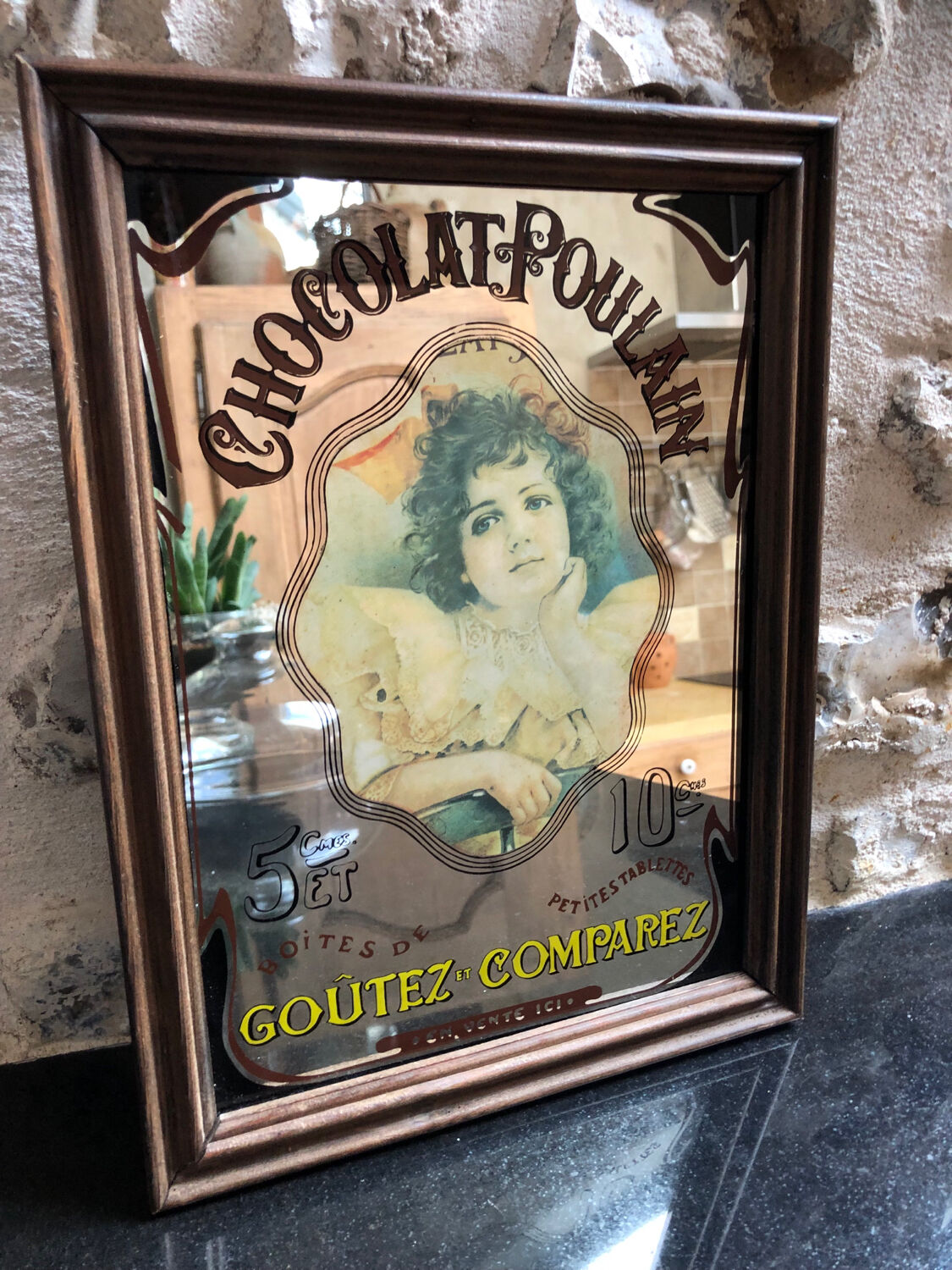 Miroir publicitaire chocolat Poulain vintage