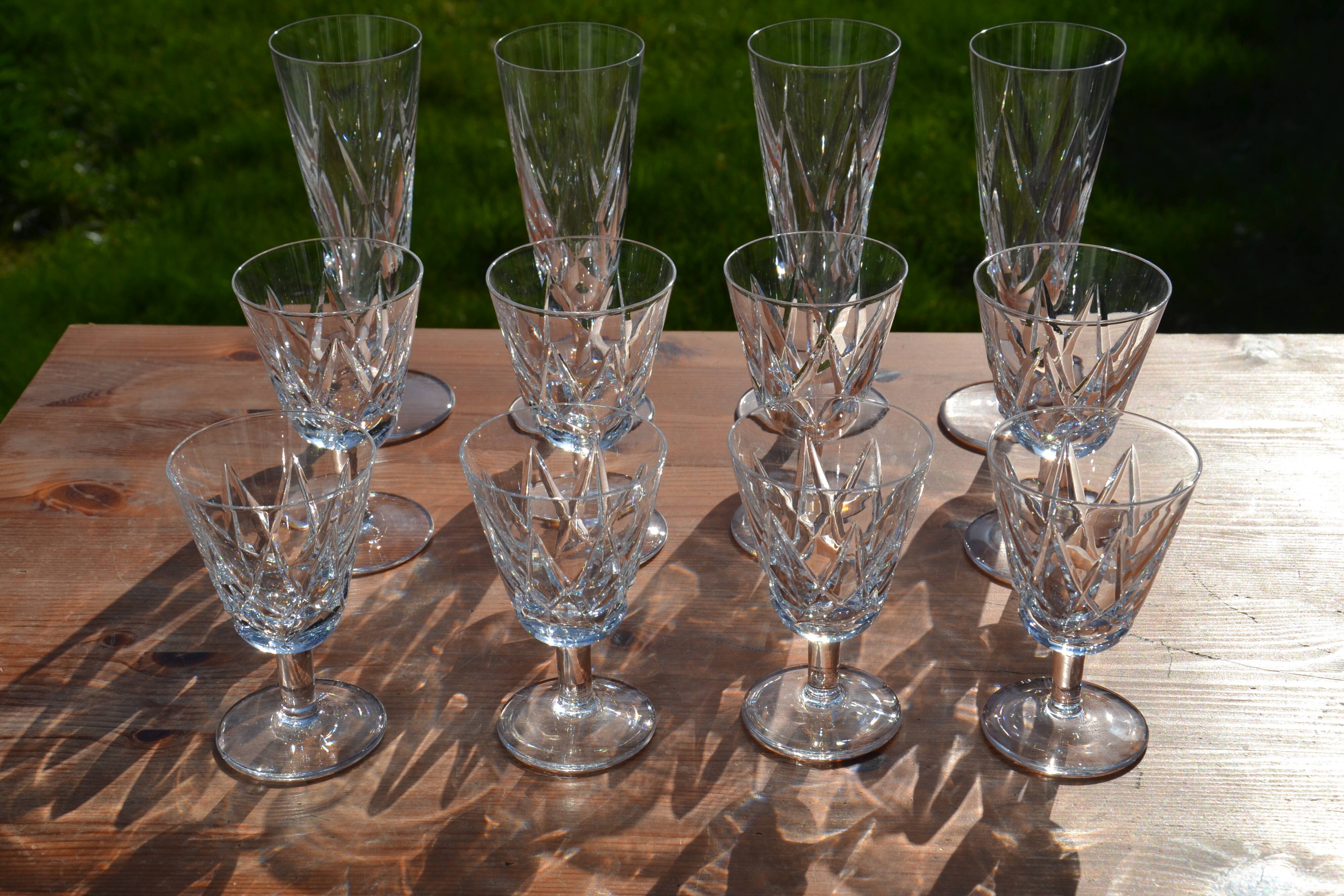 12 St Louis crystal glasses, Monaco model, 60s-70s