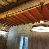 2 gold metal chandeliers