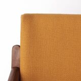 Vintage Thonet Armchair, 1970s–1980s, Teak Wood Frame, Peach Fabric Upholst