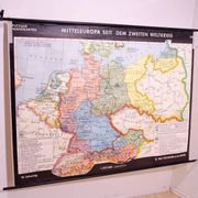 Carte scolaire vintage allemande de l'Europe centrale, 1961