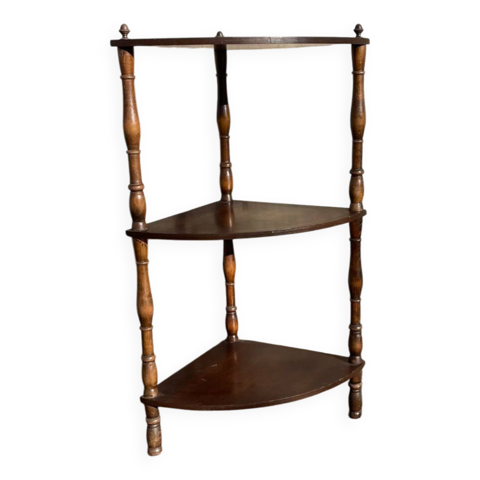 Vintage French wooden corner unit with three shelves