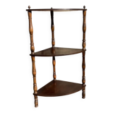 Vintage French wooden corner unit with three shelves