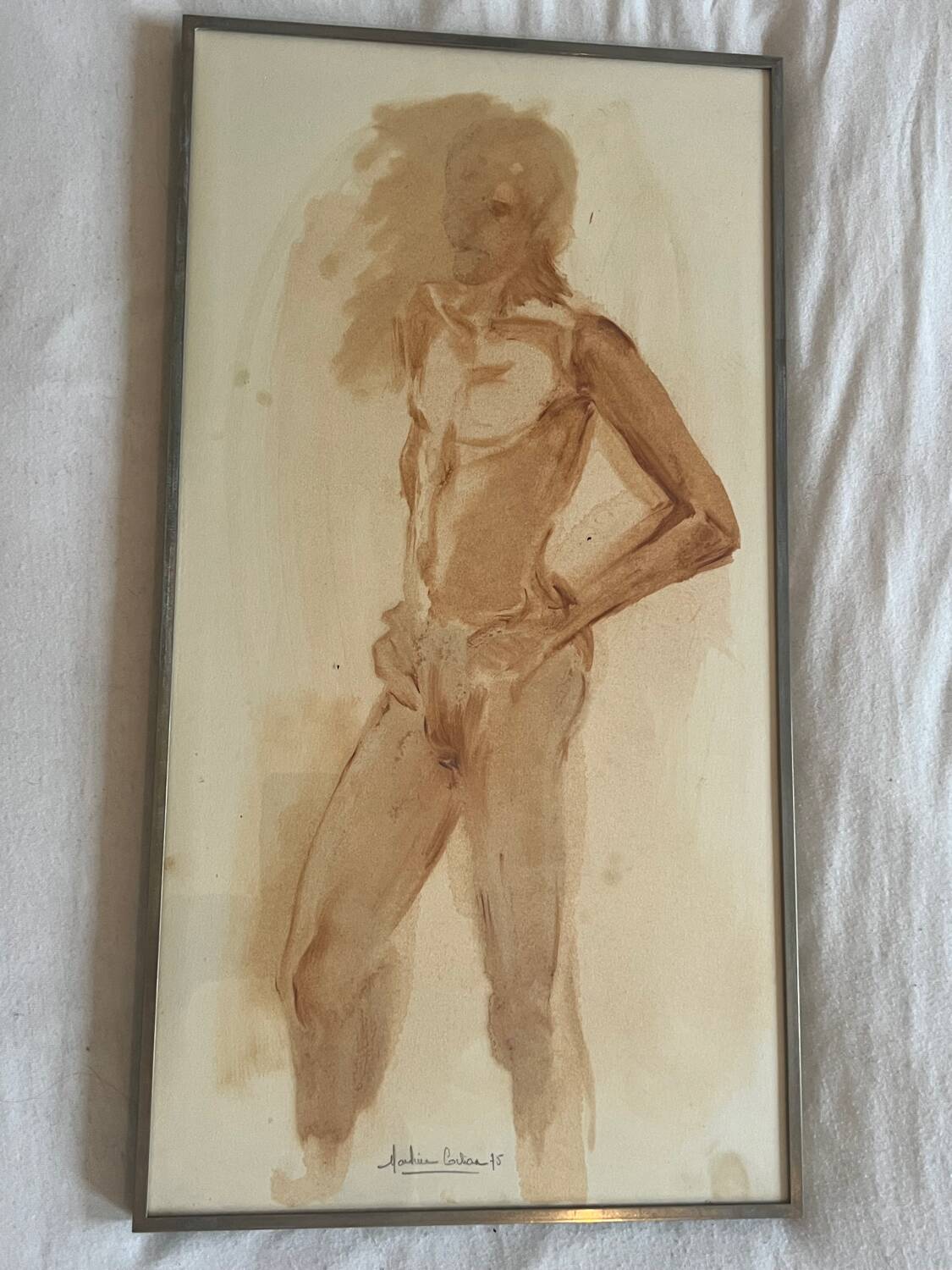 Watercolor nude 1975 signed