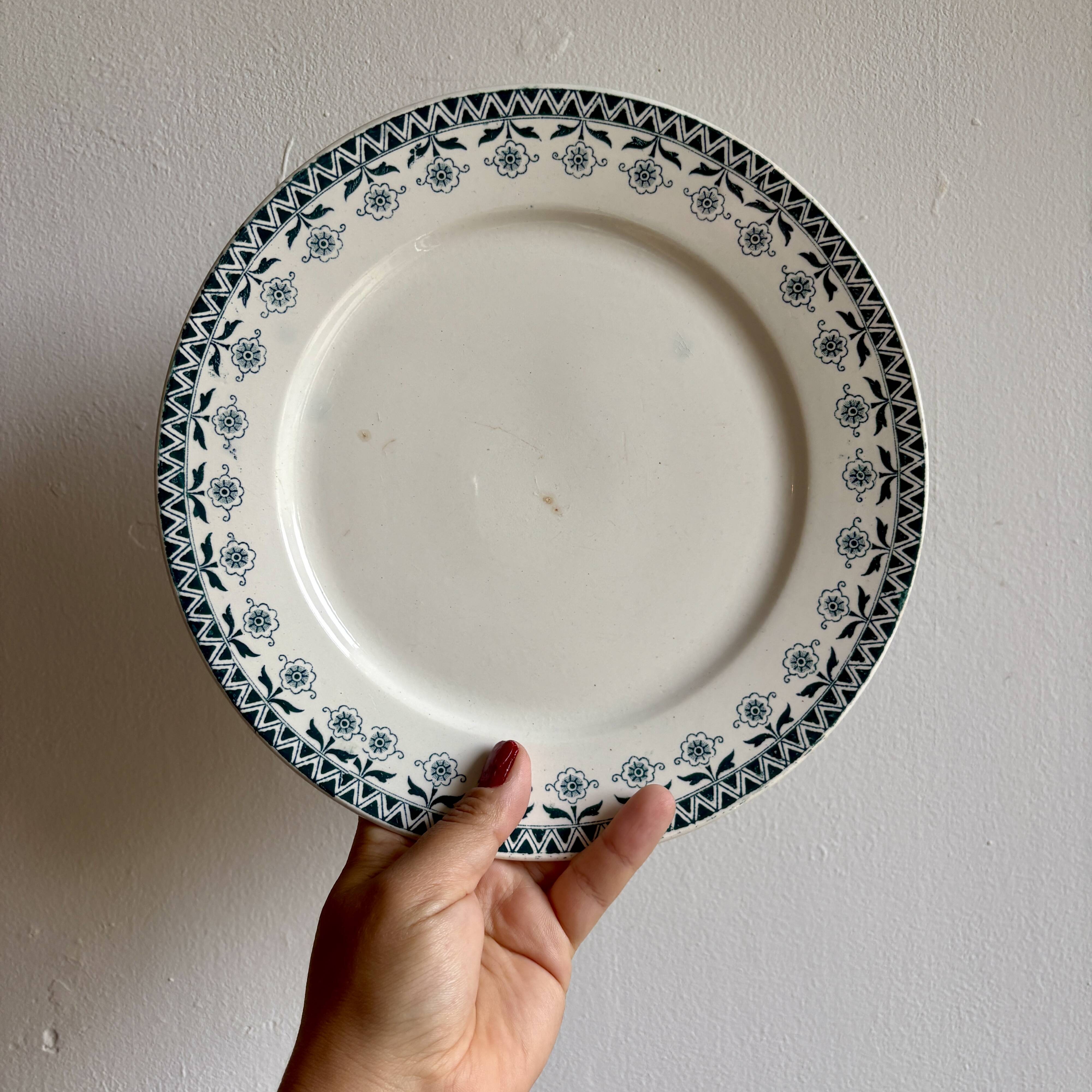 Set of 10 vintage ironstone plates by Henry of Sarreguemines.