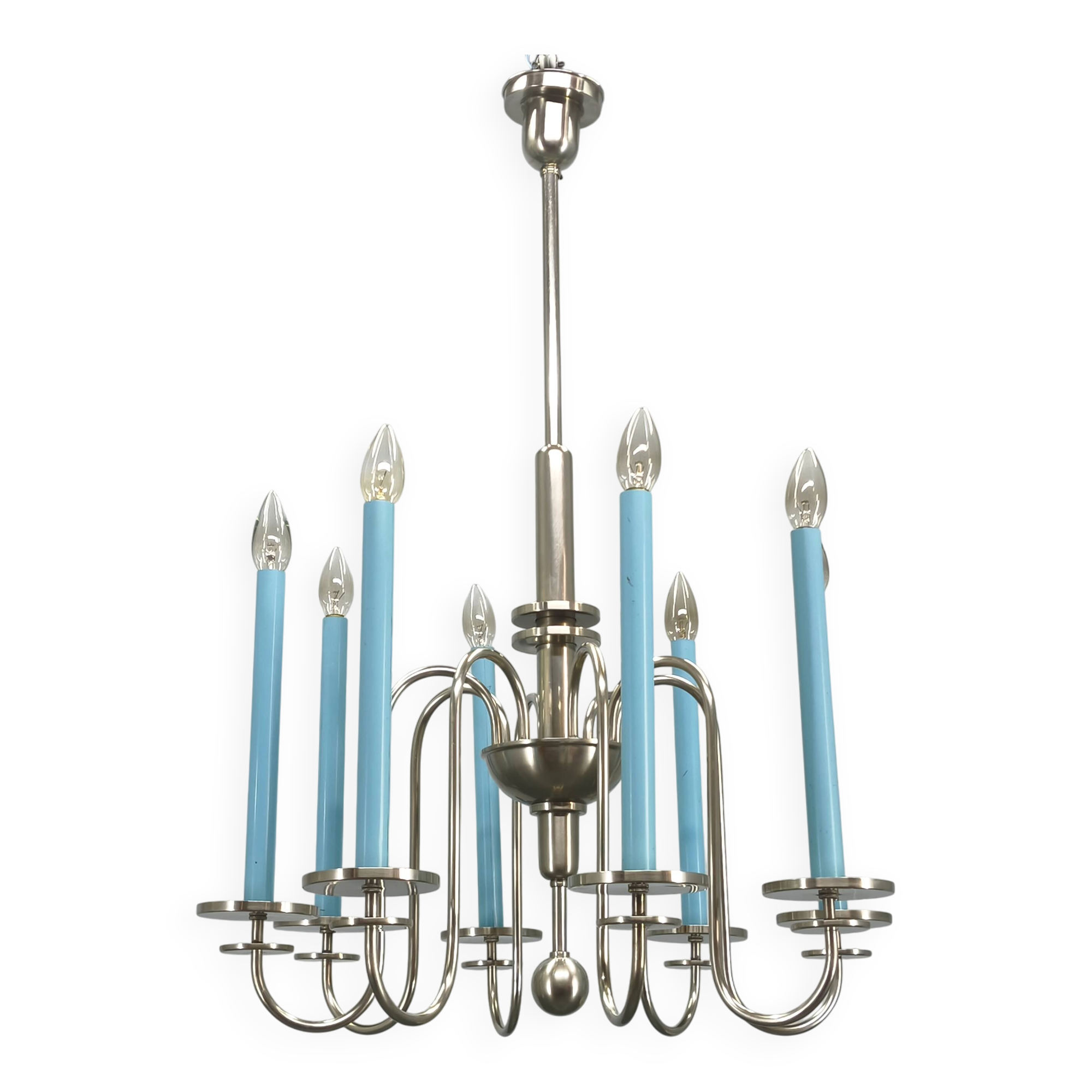 Art Deco Chandelier with Matching Sconces, Czechoslovakia 1930s