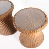 Pair of rattan side tables