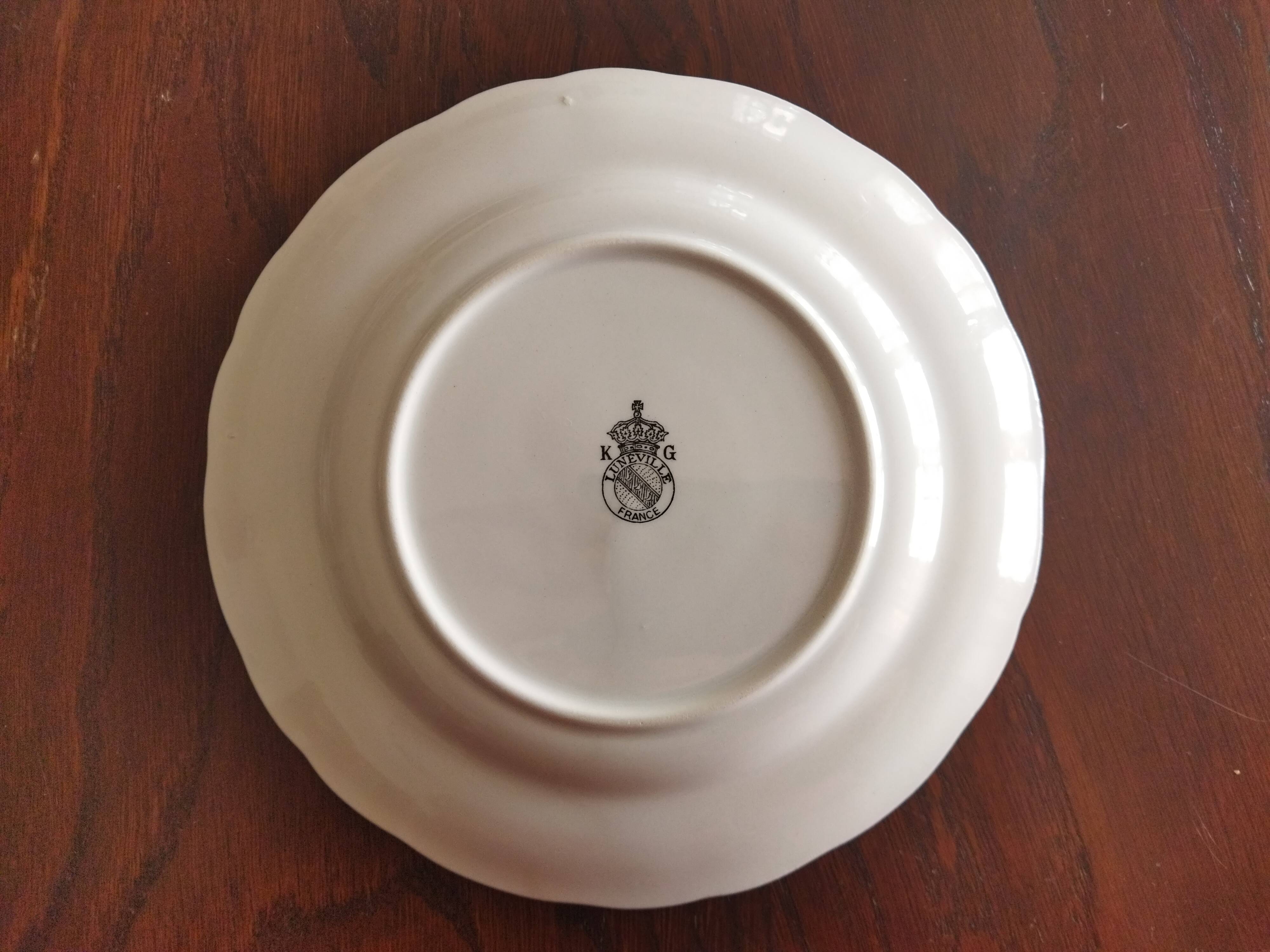5 assiettes à cake "Réverbère fin" KG Lunéville