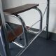 Old retractable wooden stepladder