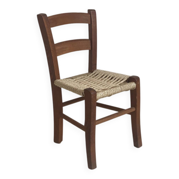 Chaise d'enfant vintage bois et corde