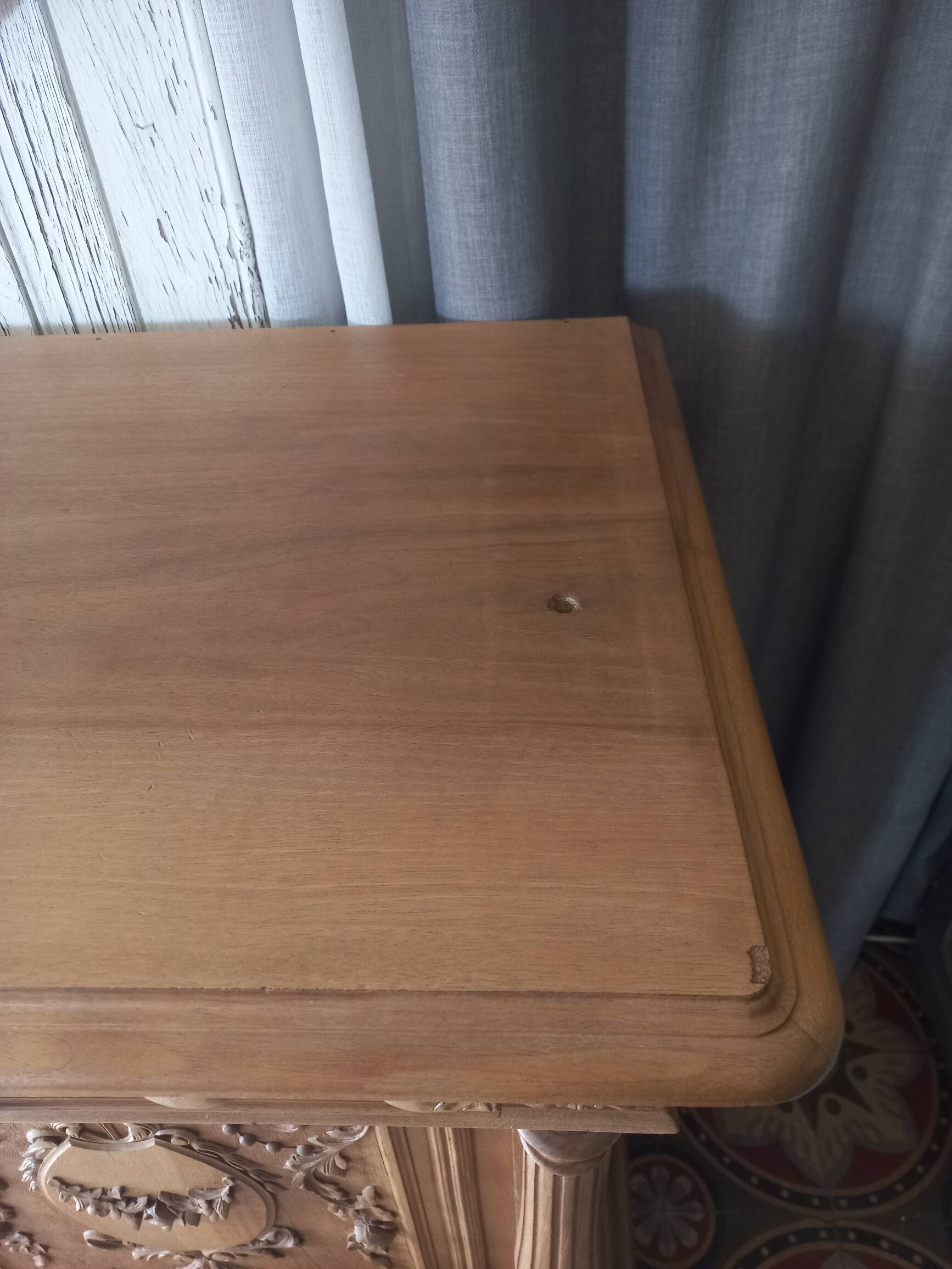 Old sandblasted walnut low sideboard