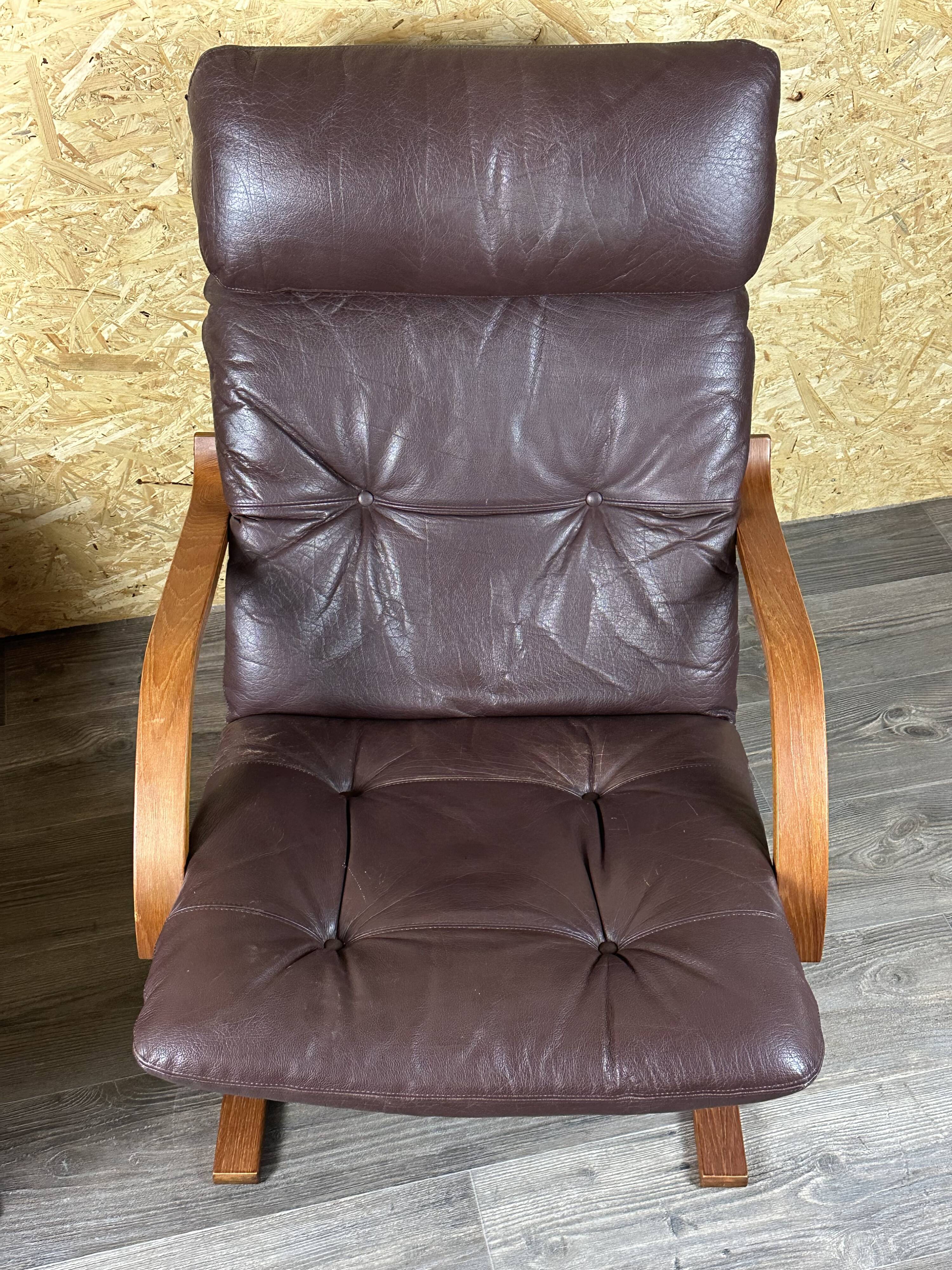 2x 60s 70s Easy Chair Leather Armchairs Westnofa Norway Mid Century