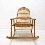 Mid century wicker rocking chair, czechoslovakia, 1960´s