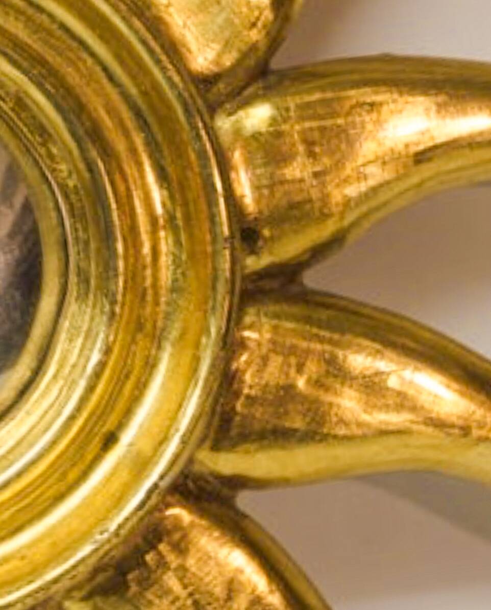 Miroir soleil italien en bois doré – Style vintage, format moyen