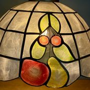 Vintage mother-of-pearl and brass pendant lampshade with fruit decorations