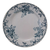 Old white and blue flat plate floral decor emile bourgeois