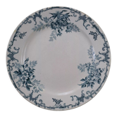 Old white and blue flat plate floral decor emile bourgeois