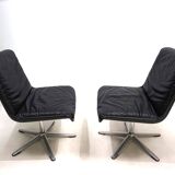 Wilhahn Delta set of 2 leather conference / dining chairs by Delta, 1960