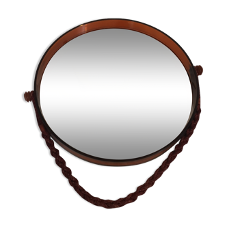 Miroir rond orange 1970