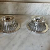 Pair of Keltum Pleet silver metal candlesticks