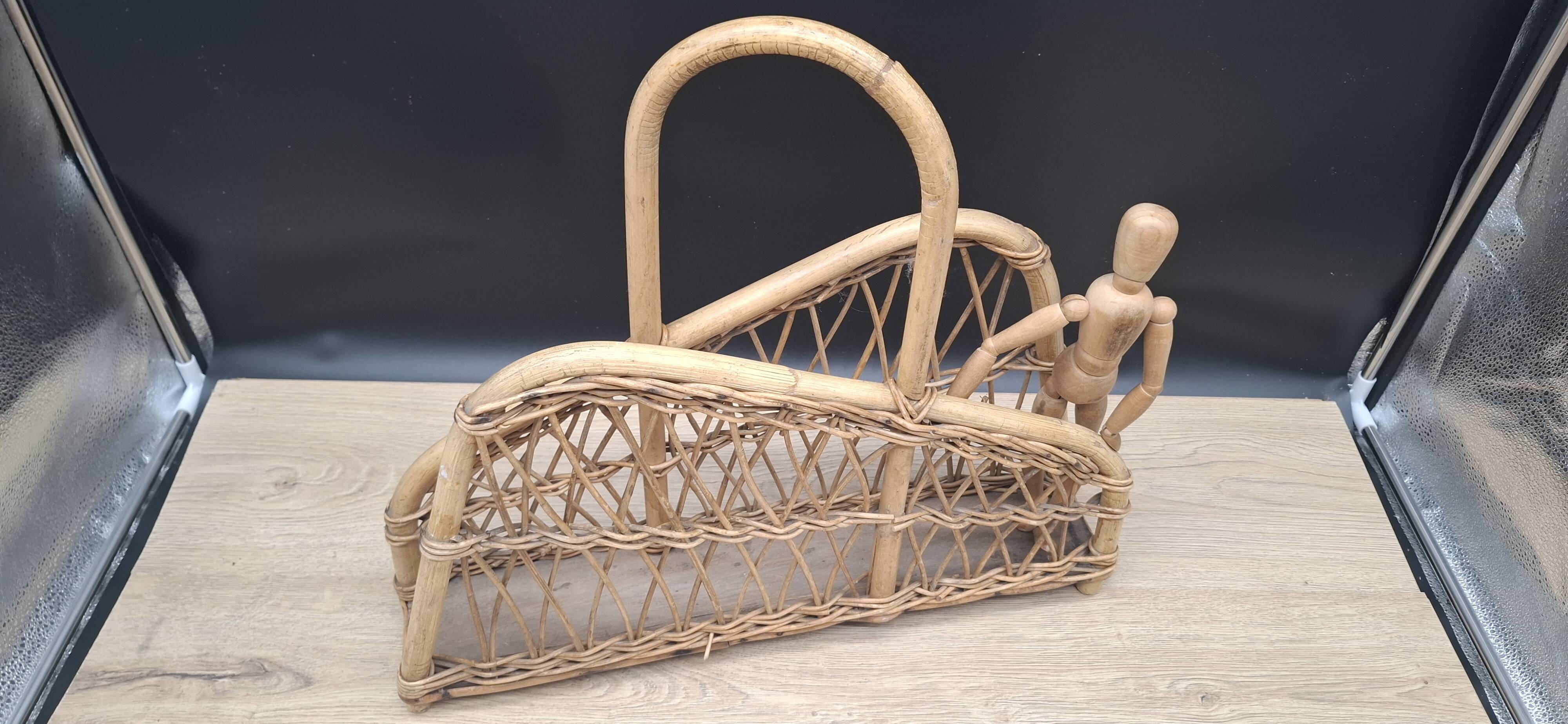 Rattan magazine rack