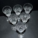 Cristallerie Lorraine, Series of 6 diamond cut crystal stemmed glasses 14.5cm