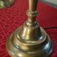Paire lampe laiton ancienne art nouveau,  Abat jour verre 46x20 vitrail sty