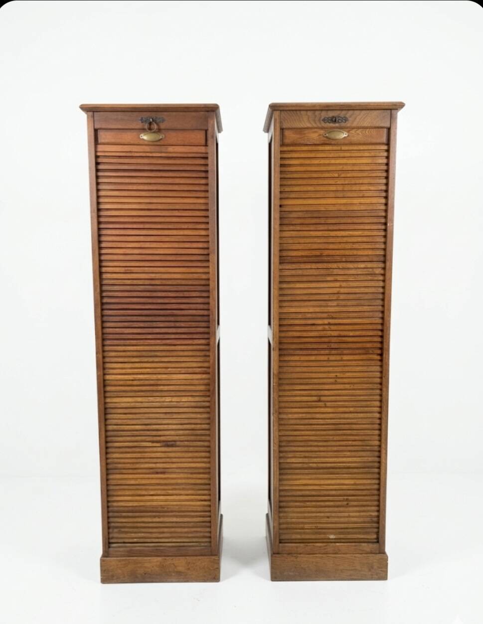 Pair of oak curtain file cabinets