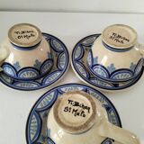 Trio of Ti-Bihan St Malo cups and saucers by Yvon Roy