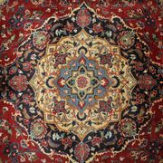 Tapis persan traditionnel fait à la main d’Ispahan en laine rouge vintage - 295x411cm