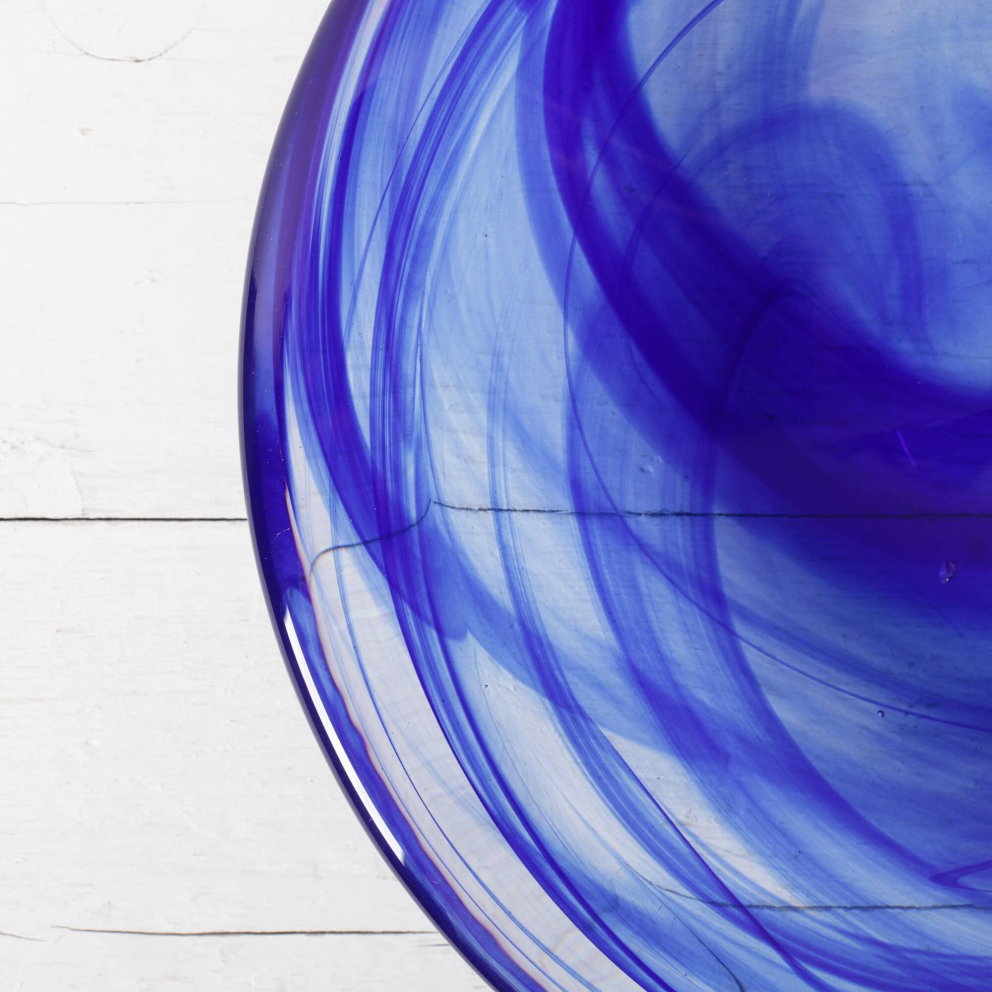 Large Blue Glass Bowl Atoll by Anna Ehrner for Kosta Boda / Sweden / 1990