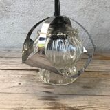 Vintage 70s molded glass hanging lamp