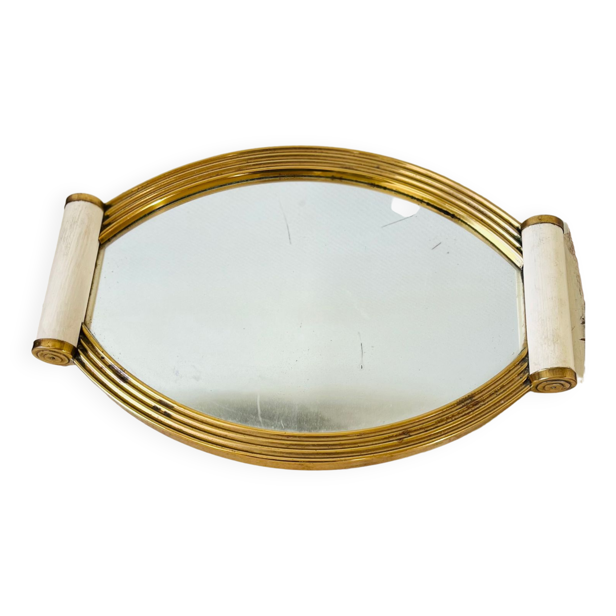 Plateau miroir doré Art Deco