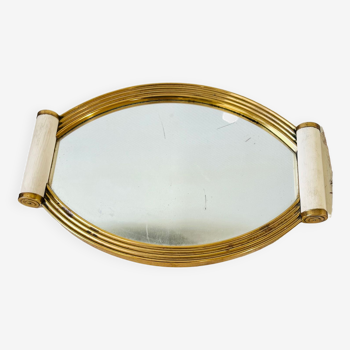 Plateau miroir doré Art Deco