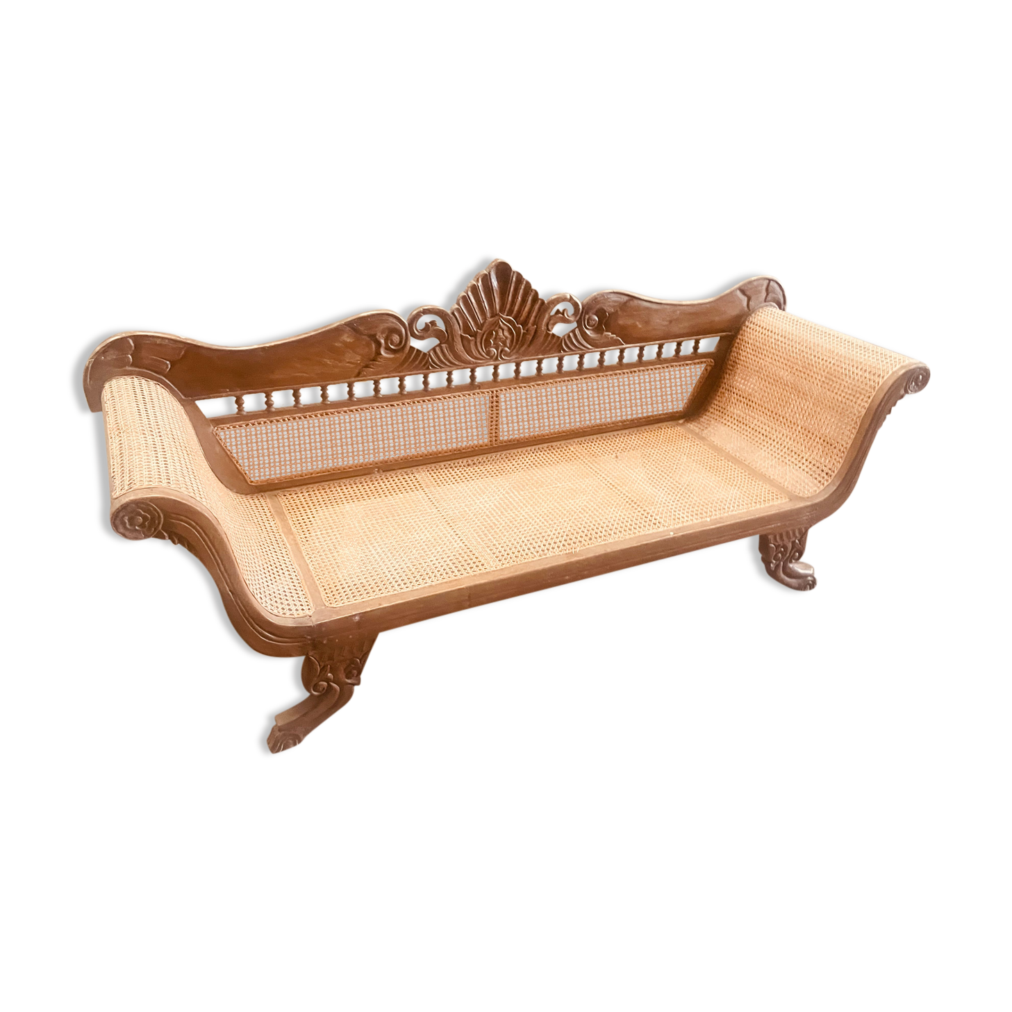 Antique rattan bench