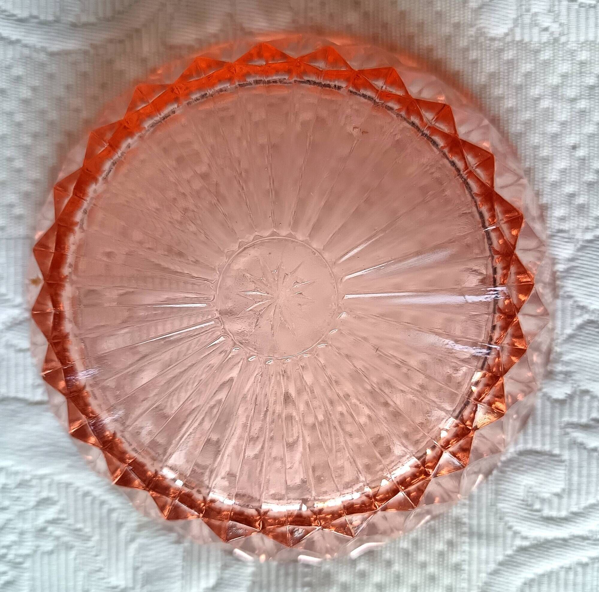 6 vintage French pink molded glass bowls from the 1960s
