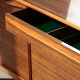 Vintage zebrano and walnut furniture from Morris of Glasgow.