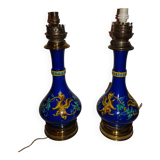 Pair of kerosene lamps with Asian decor