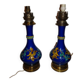 Pair of kerosene lamps with Asian decor