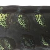 Plat à cake en grès flammé noir et vert vintage