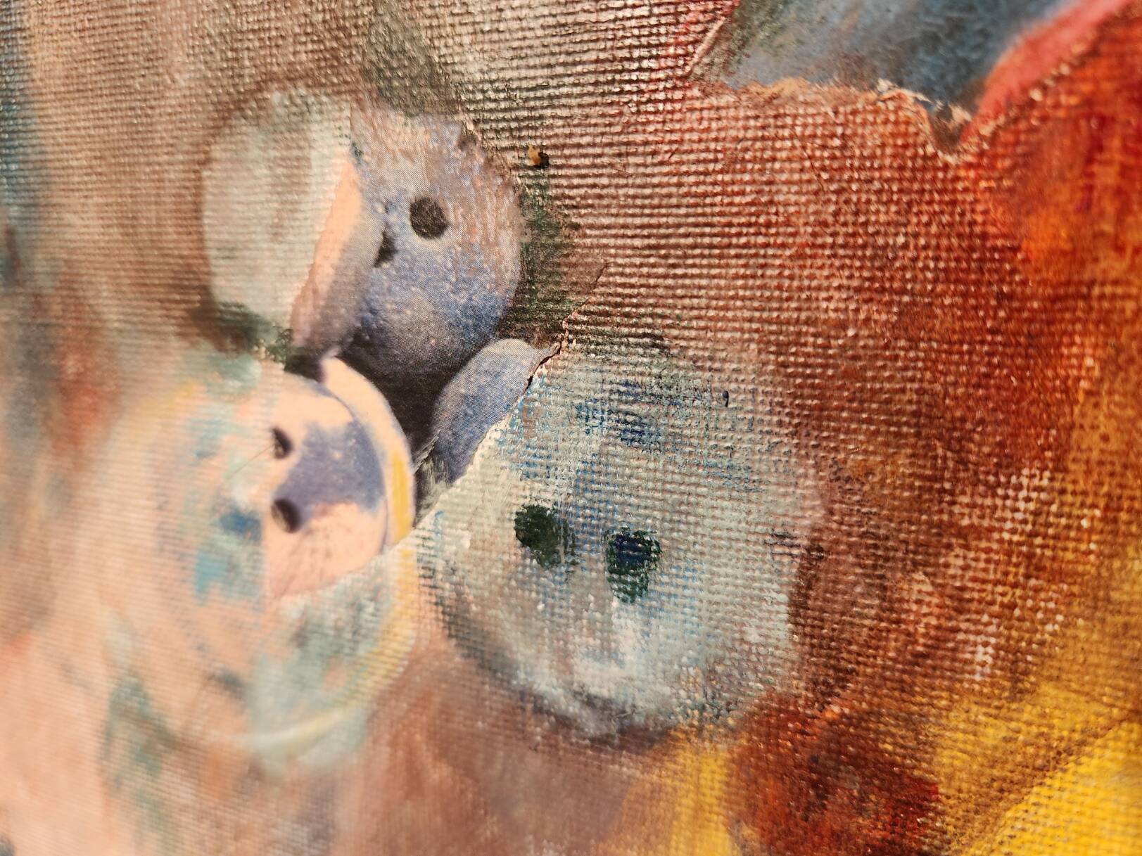 Abstract painting Mixed technique oil on canvas and collage Apocalypse