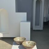 Duo of ceramic bowls interior glazed exterior matt raw earth