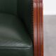 Green Cowhide Leather and Wooden Side / Dining / Desk Chair