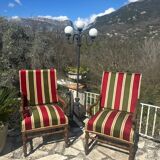 Pair of Louis XIII style walnut armchairs, 19th century
