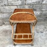 Rolling dessert in woven wicker bamboo rattan with 1950 bottle holder