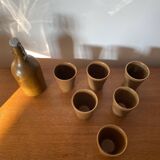 Ancien Service Bouteille +  6 Gobelets Grès DIGOIN France Vintage