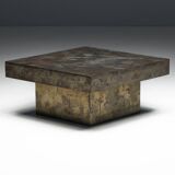 Table basse brutaliste en acier, France, années 1970